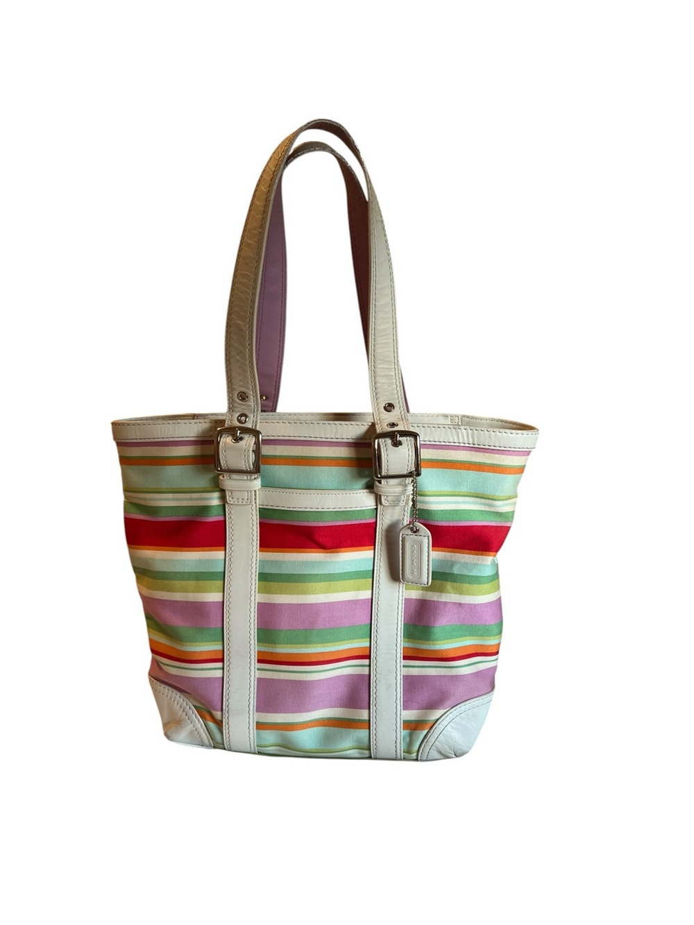 Coach Hamptons Stripe Canvas Tote Bag Multi-Color F10785 $298 MSRP